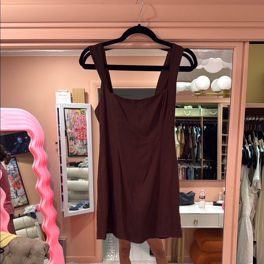 Reformation brown Sheath Mini Dress Square Neck Sleeveless